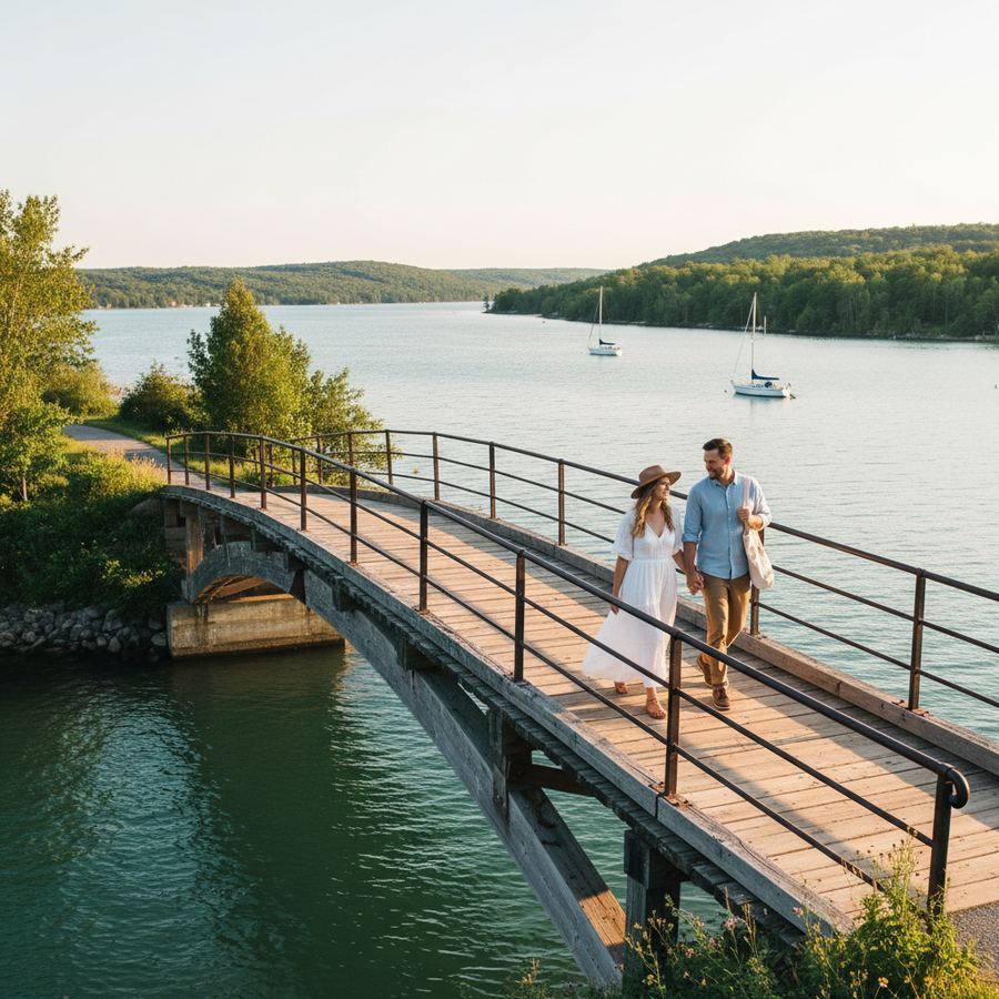 Bridge and bay at the western entrance to Prince Edward County near Carrying Place