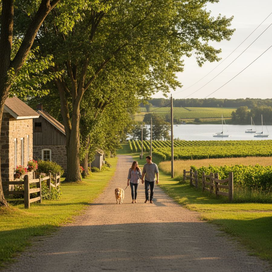 The village of Consecon, Prince Edward County, with heritage homes and a quiet street