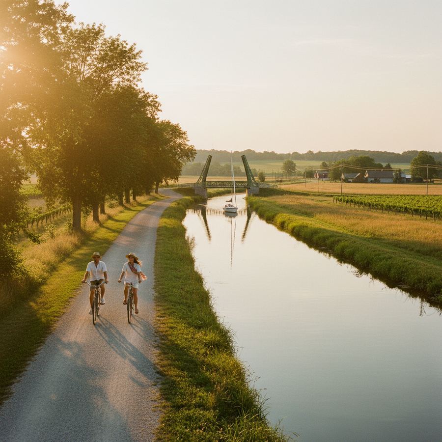 A walking path along the Murray Canal near Carrying Place in PEC