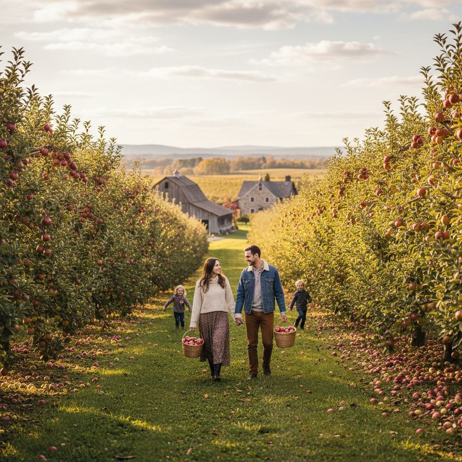 Ripe apples on the tree at an orchard in Prince Edward County
