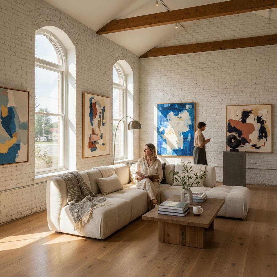 Interior of a contemporary art gallery in a converted building in Wellington