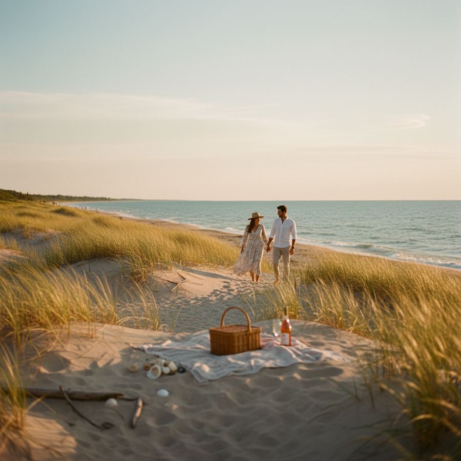 Sand dunes and clear water at Sandbanks Provincial Park