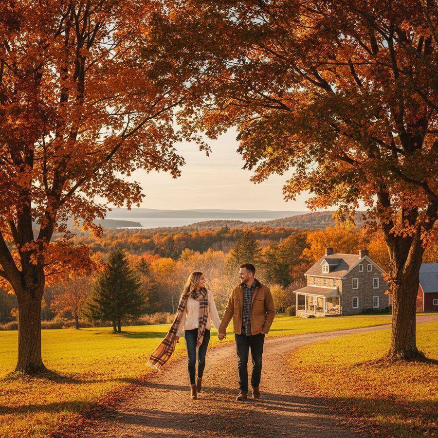 Autumn colours along a residential street in Picton, Prince Edward County