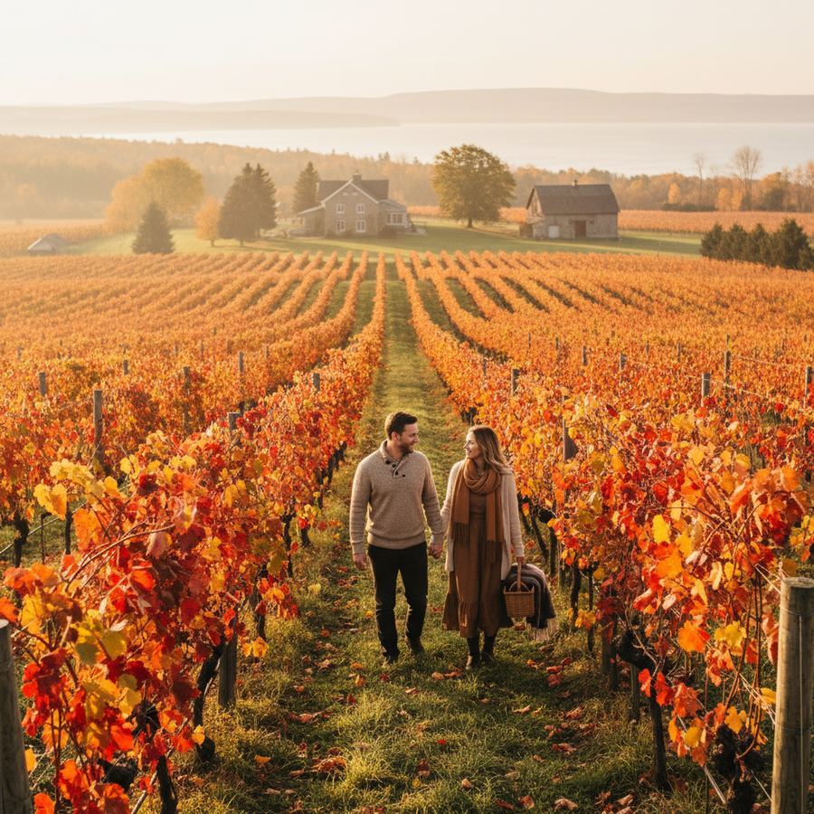 Autumn colours in a Prince Edward County vineyard near Hillier