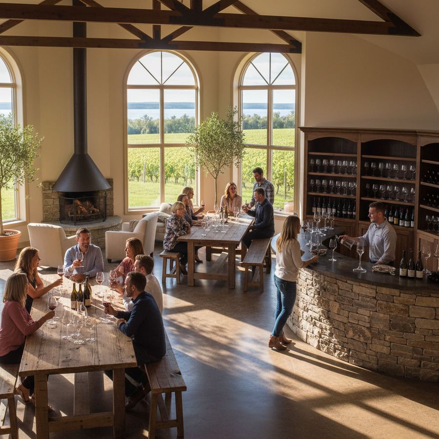 Interior of a tasting room at a Prince Edward County winery